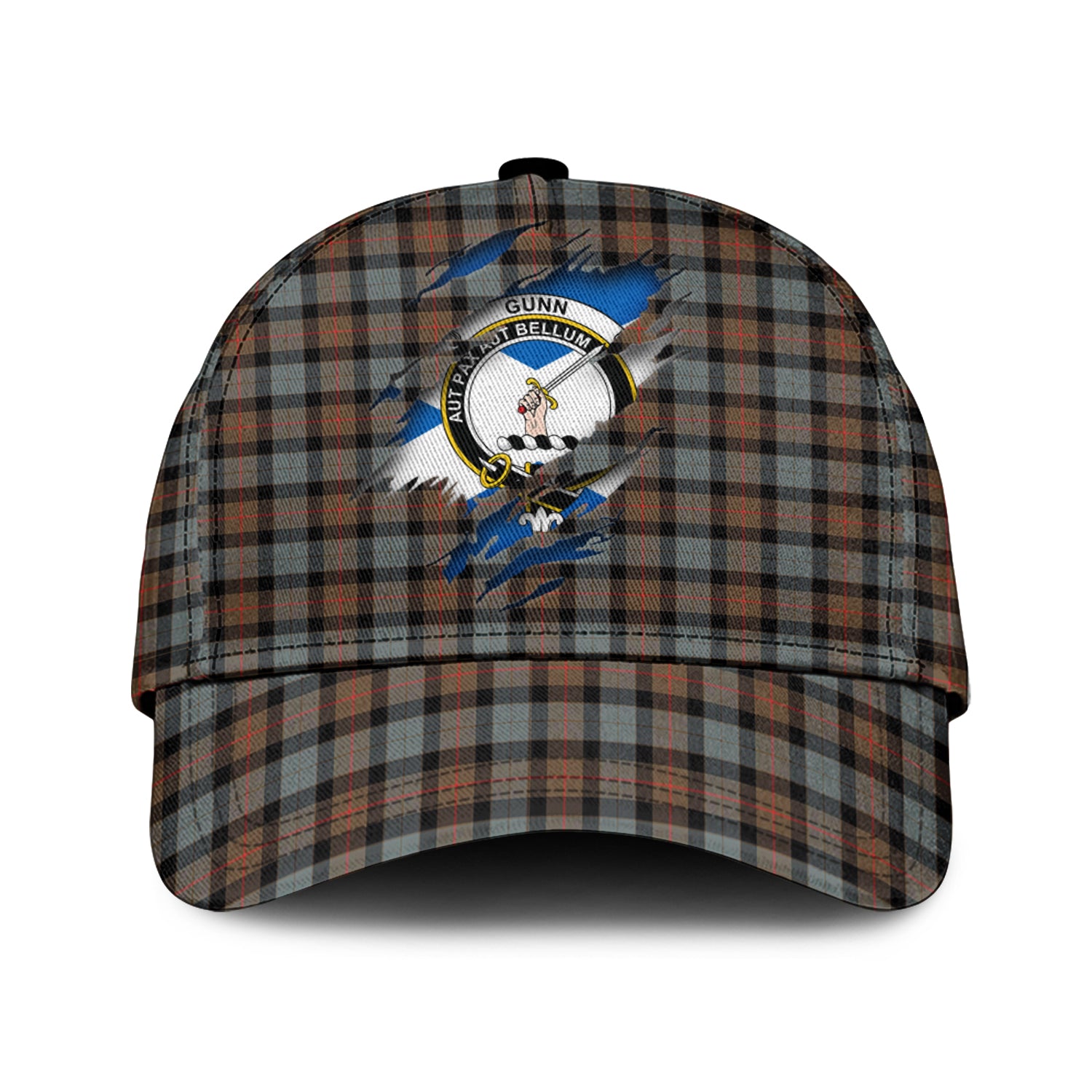 Gunn Weathered Tartan Plaid Cap, Family Crest In Me Style Tartan Baseball Cap TS23 Trucker Hats Custom Hats Gifts For Men & Women