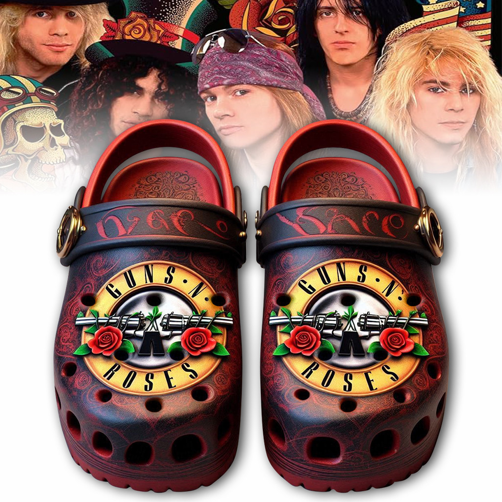 Guns NÃ¢â‚¬â„¢ Roses Band Music Crocs Crocband Clogs Shoes Comfortable For Men Women and Kids