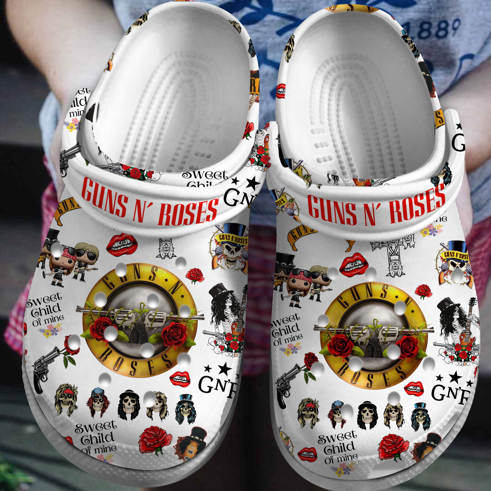 Guns N' Roses Music Crocs Crocband Clogs Shoes Comfortable For Men Women and Kids