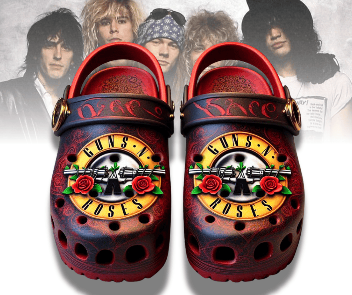 Guns N' Roses Music Crocs Crocband Clogs Shoes Comfortable For Men Women and Kids