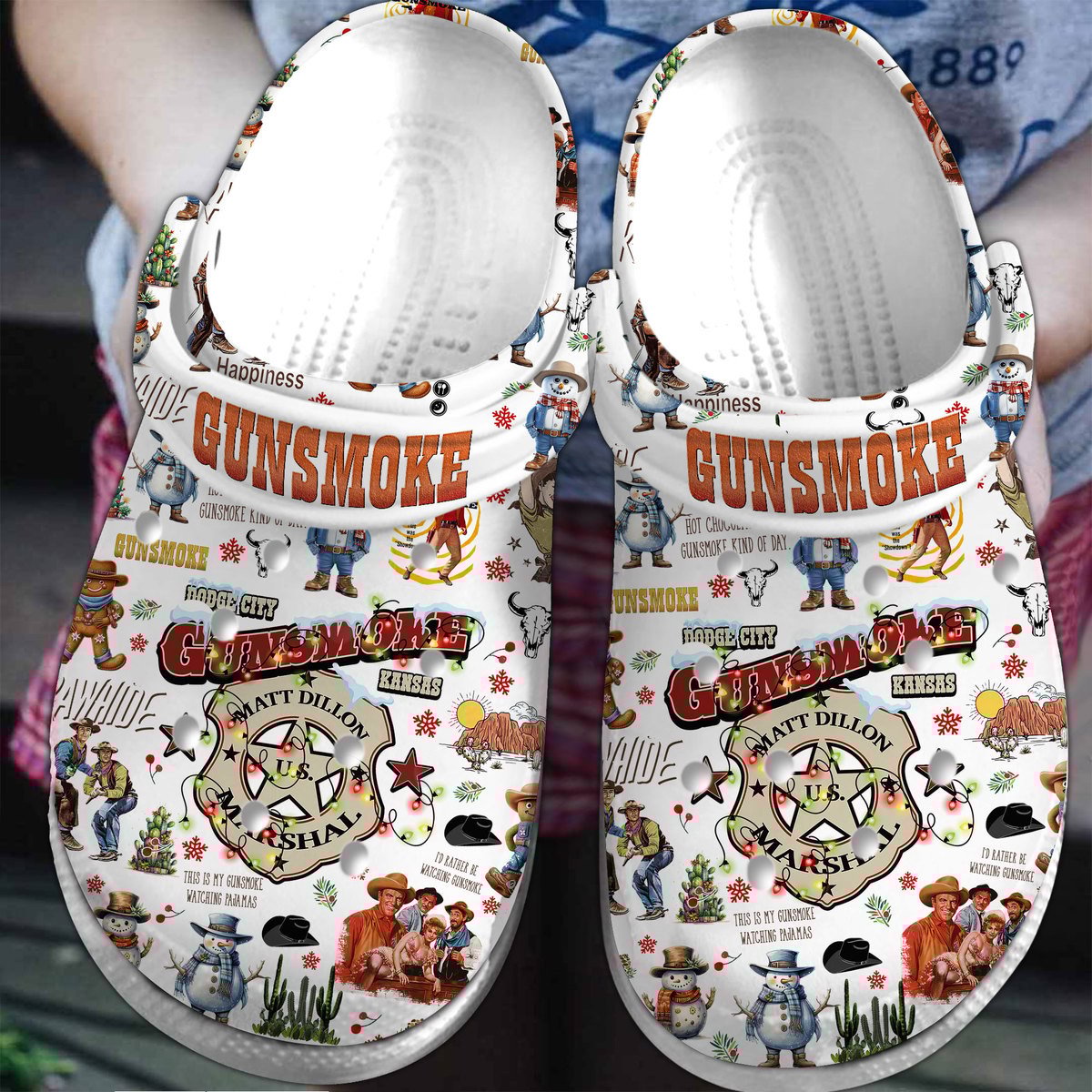 Gunsmoke Christmas TV Series Crocs Crocband Clogs Shoes Comfortable For Men Women and Kids