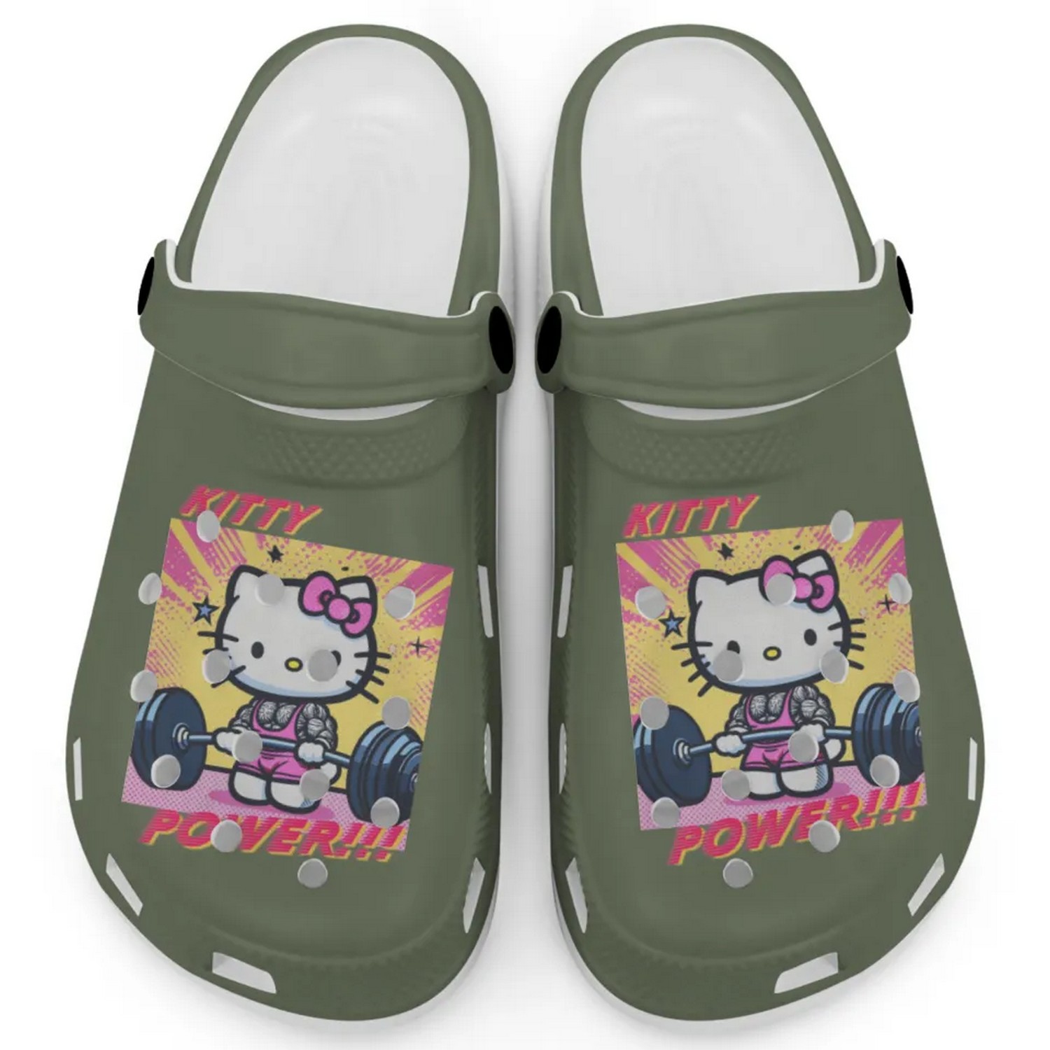 Gymer Hello Kitty Power Cartoon Crocs Crocband Clogs Shoes Comfortable For Men Women and Kids