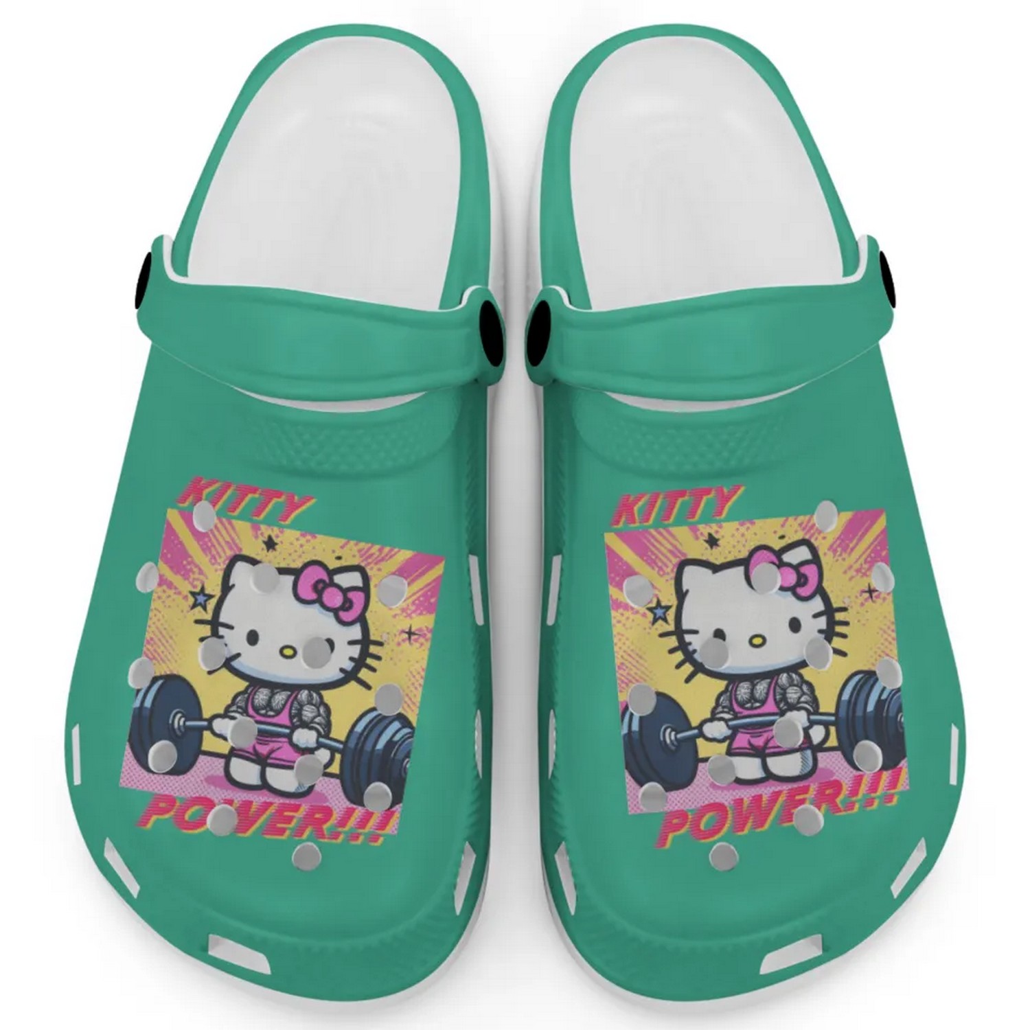 Gymer Hello Kitty Power Cartoon Crocs Crocband Clogs Shoes Comfortable For Men Women and Kids