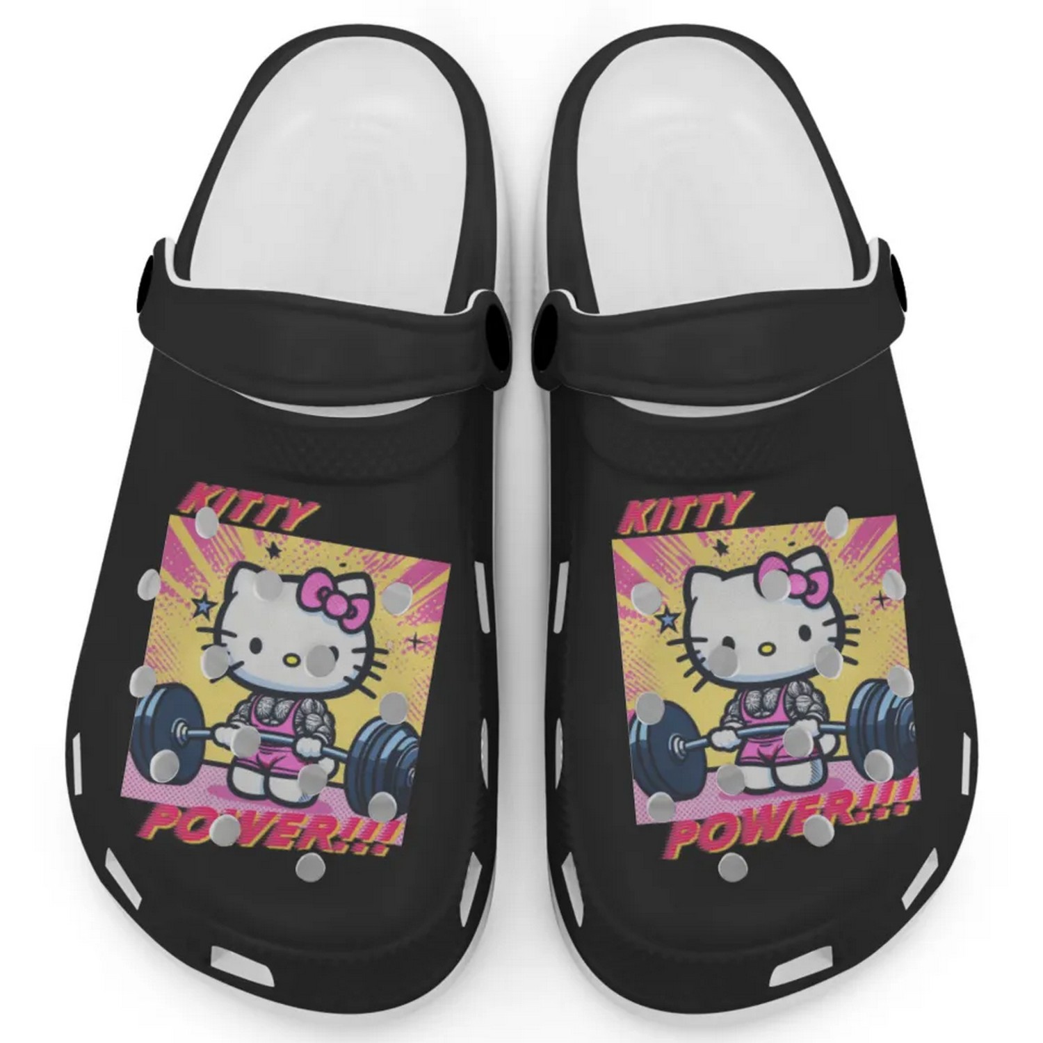 Gymer Hello Kitty Power Cartoon Crocs Crocband Clogs Shoes Comfortable For Men Women and Kids