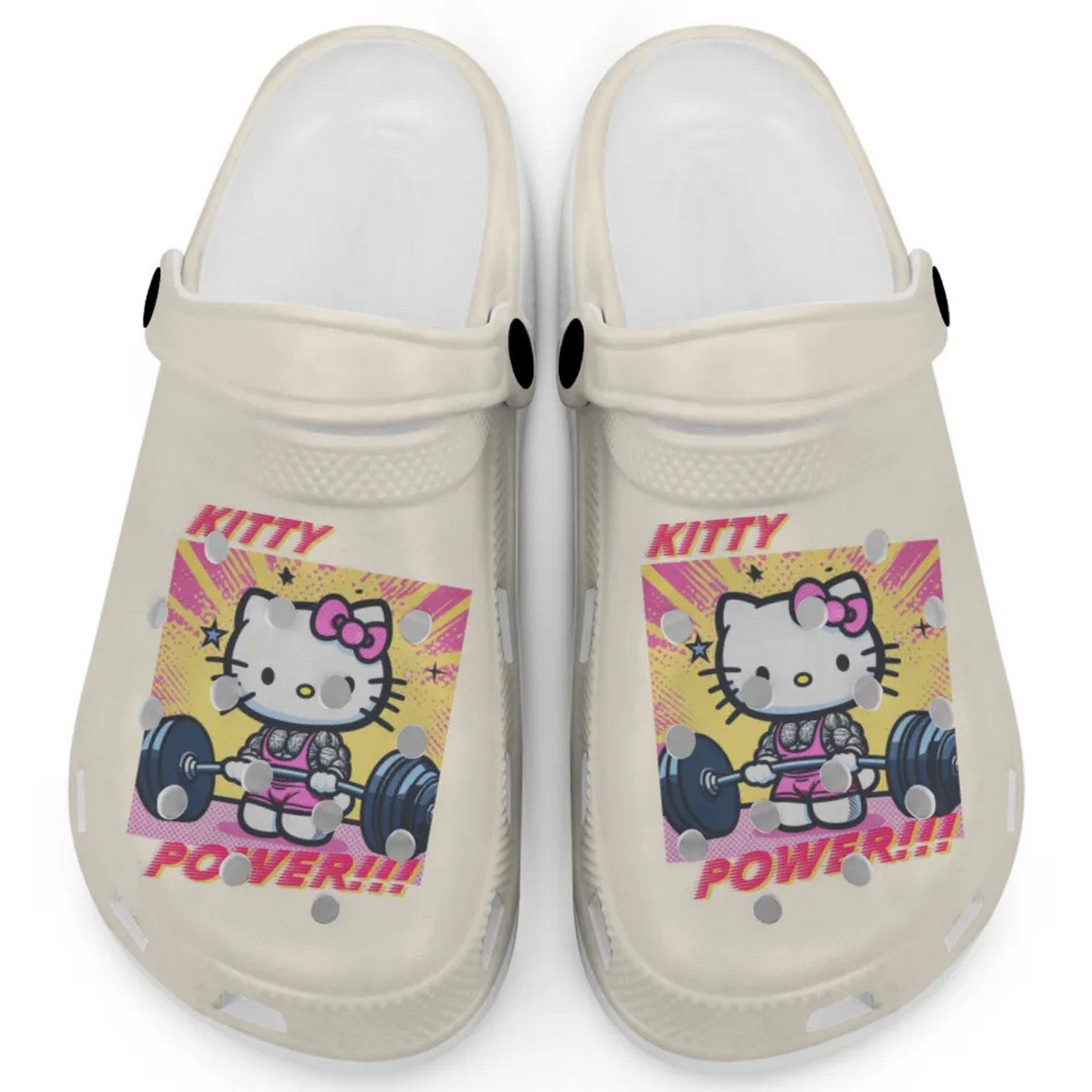 Gymer Hello Kitty Power Cartoon Crocs Crocband Clogs Shoes Comfortable For Men Women and Kids