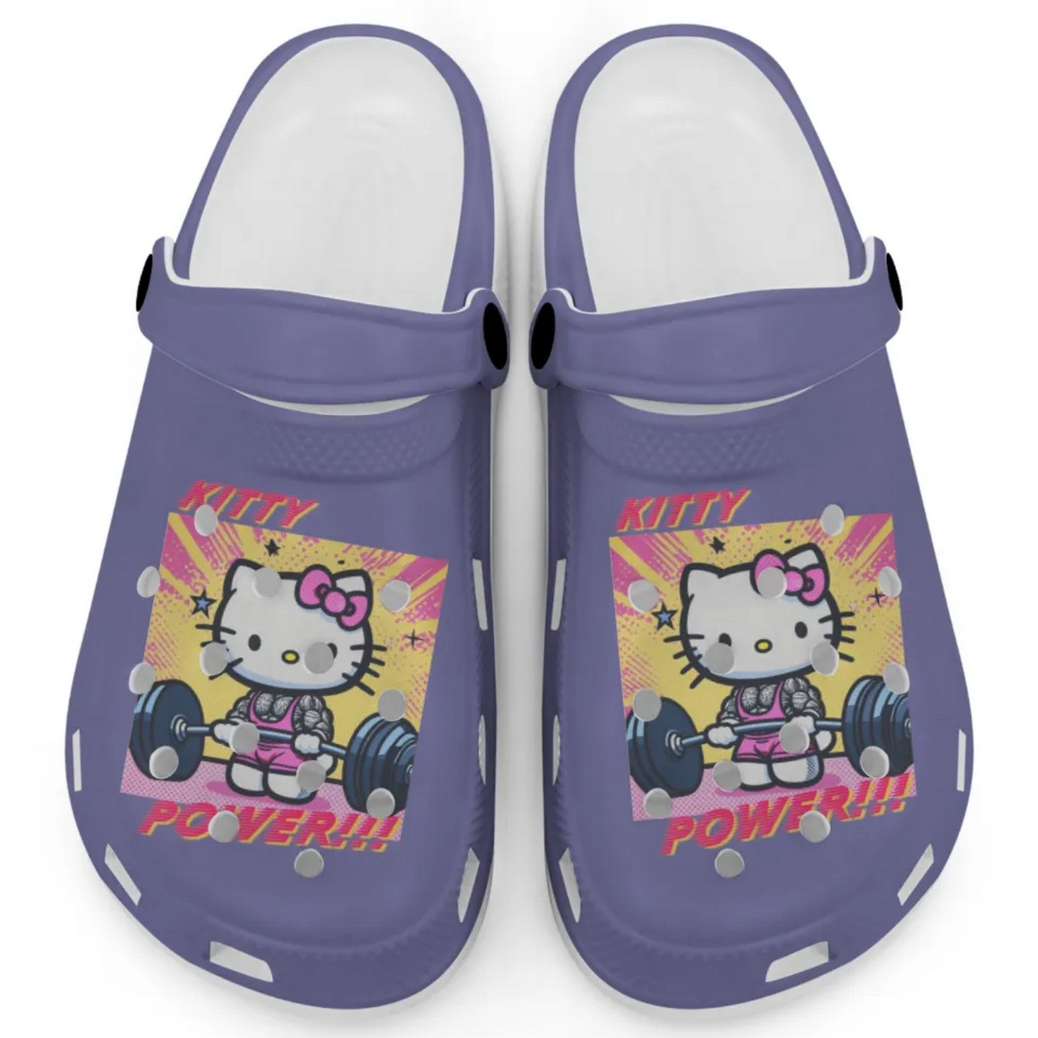 Gymer Hello Kitty Power Cartoon Crocs Crocband Clogs Shoes Comfortable For Men Women and Kids