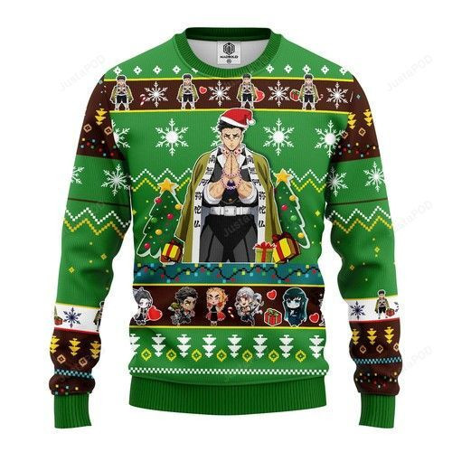 Gyomei Himejima Demon Slayer For Anime Lovers Ugly Christmas Sweater Adult 3D Funny Matching for family