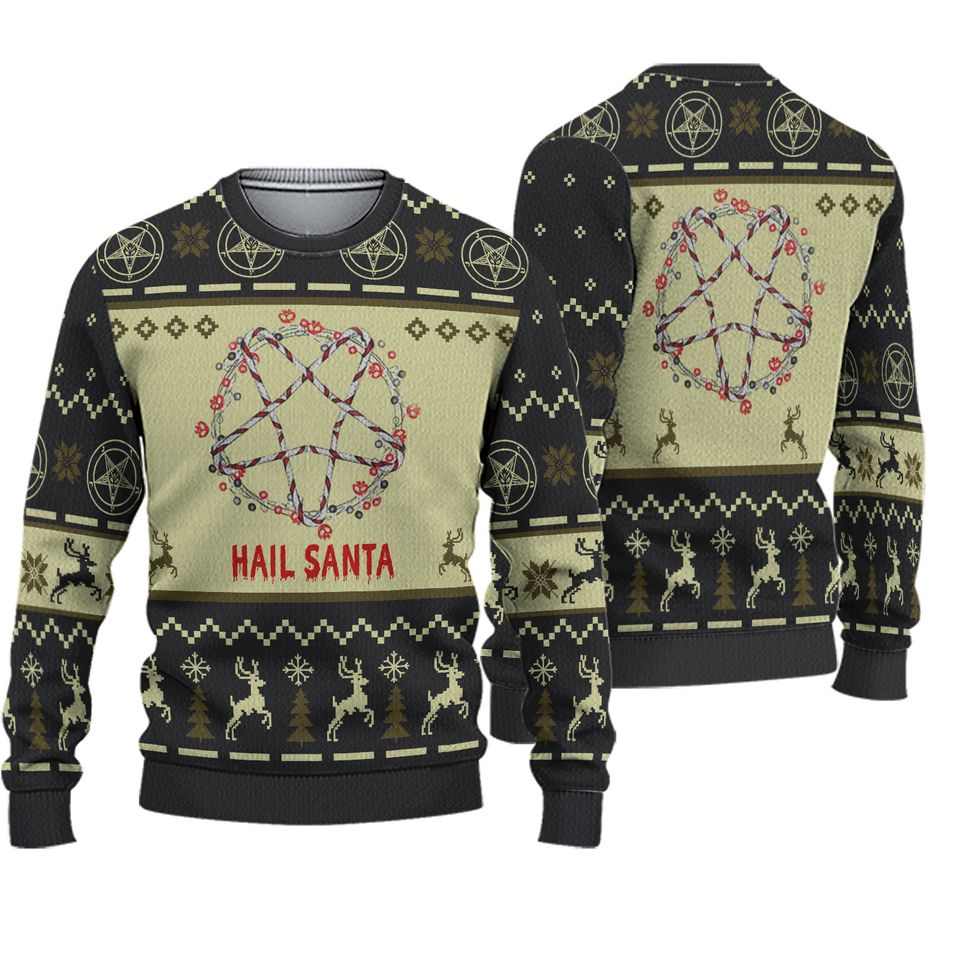 Hail Santa Pentagram Ugly Christmas Sweater