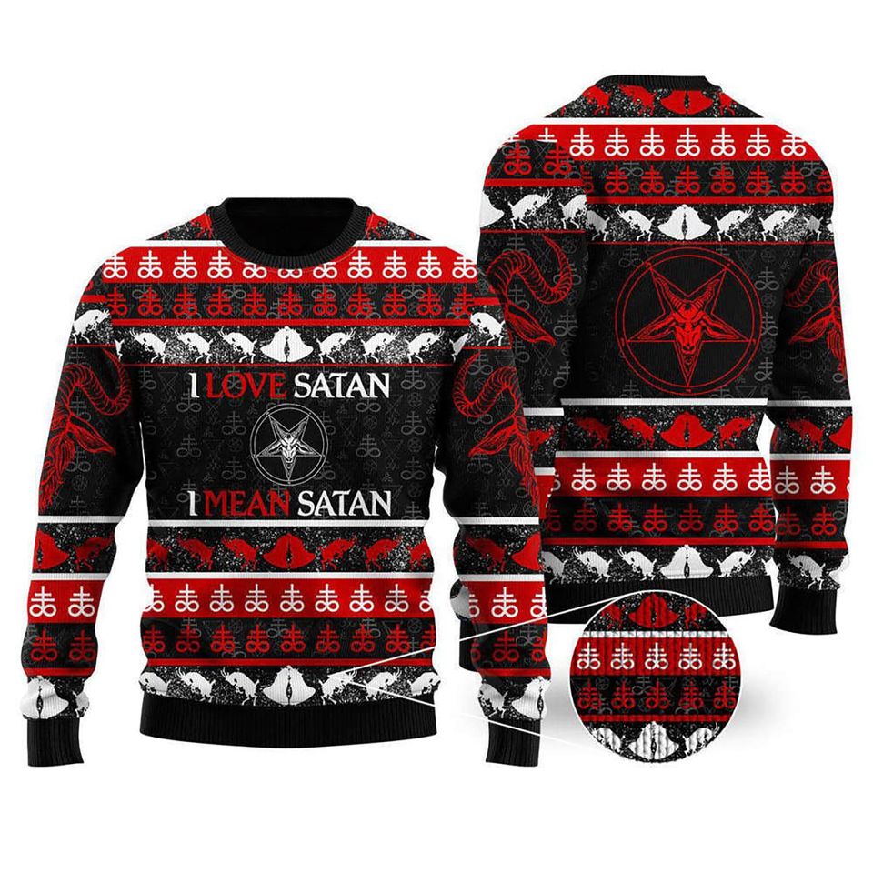 Hail Satanic Horror Christmas Ugly Sweater