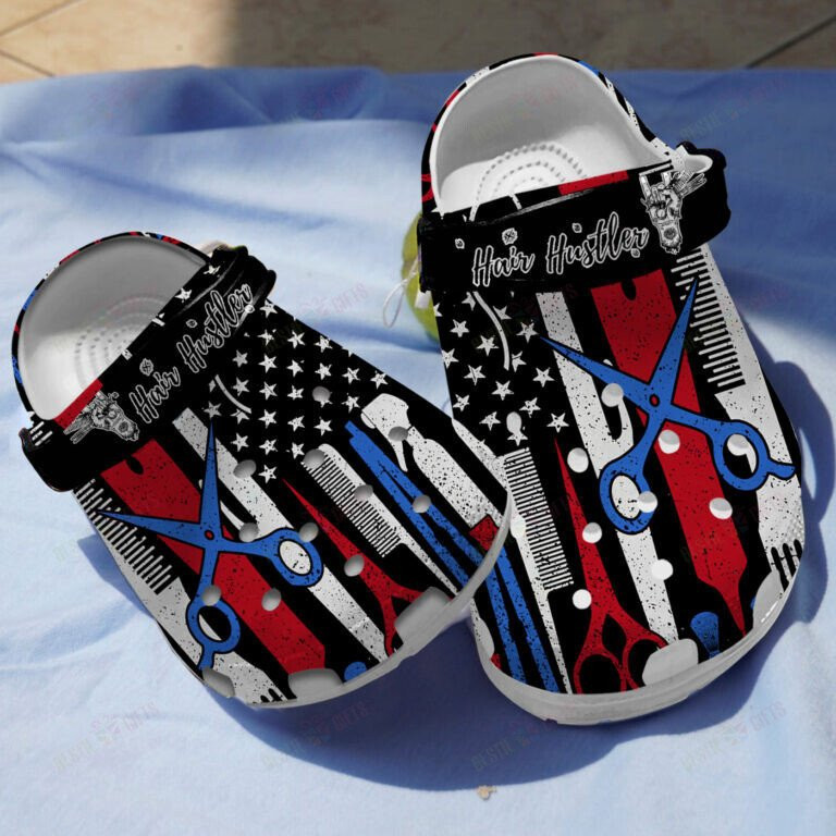 Hair Hustler American Barber Clogs Shoes 4Th Of July Gifts For Barber