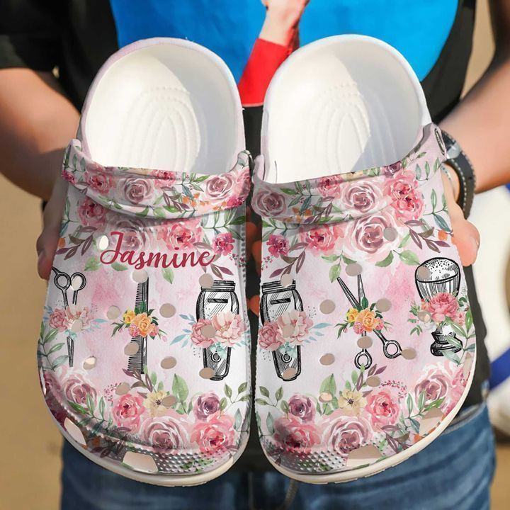 Hairstylist Personalized Floral Tools clog Shoes