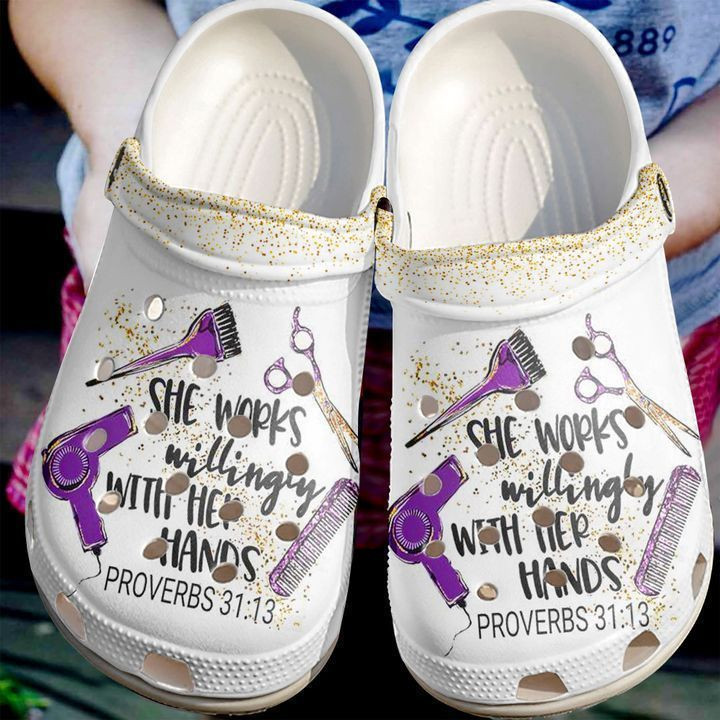 Hairstylist She Works Willingly Clog Shoes