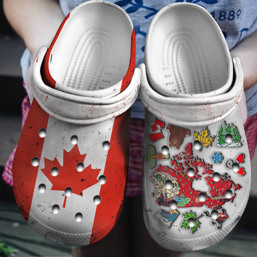 Half Canadian Flag Half Canadian Symbols For Men And Women Gift For Fan Classic Water Rubber clog Shoes Comfy Footwear