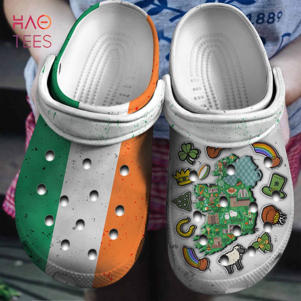 Half Irish Flag Half Irish Symbols Crocs Crocband Clogs Shoes Comfortable For Men Women and Kids