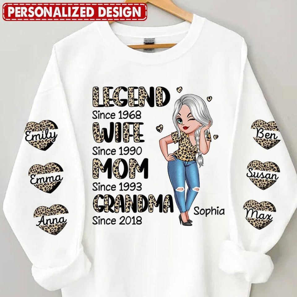 Half Leopard Pretty Legend Wife Mom Grandma Sweet Heart Kids Personalized 3D Sweater