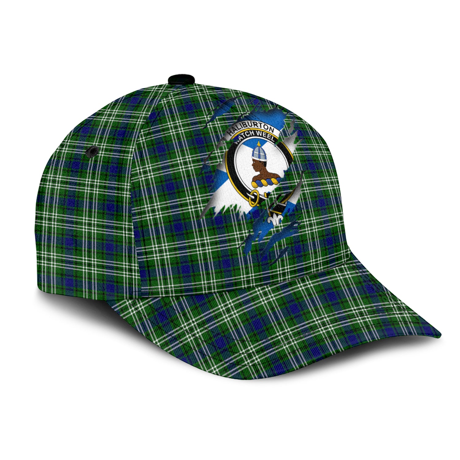Haliburton Tartan Plaid Cap, Family Crest In Me Style Tartan Baseball Cap TS23 Trucker Hats Custom Hats Gifts For Men & Women