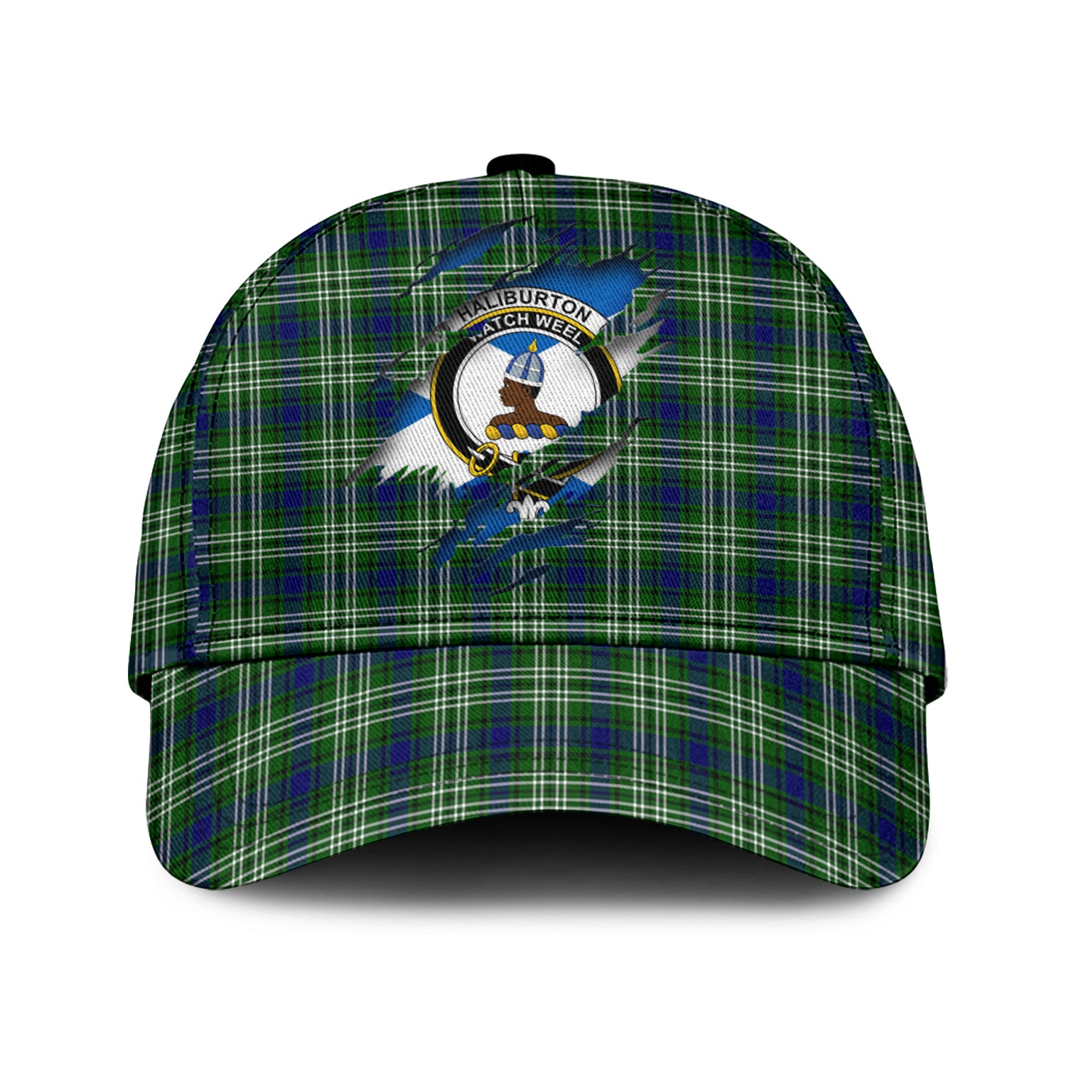 Haliburton Tartan Plaid Cap, Family Crest In Me Style Tartan Baseball Cap TS23 Trucker Hats Custom Hats Gifts For Men & Women