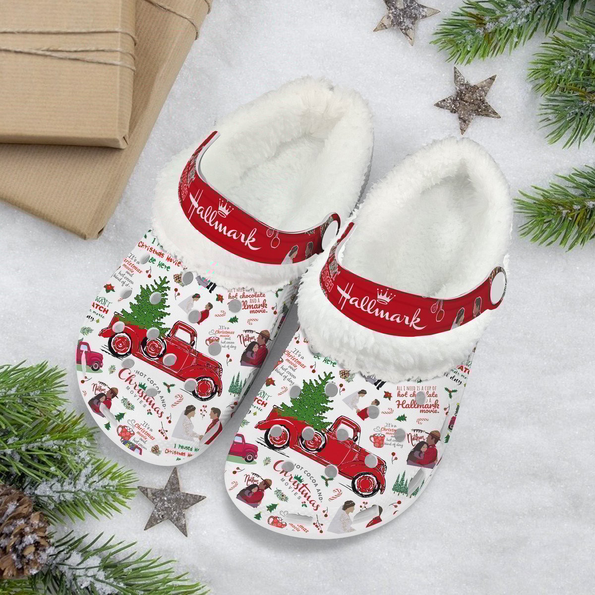 Hallmark Channel Christmas Movie Crocs Crocband Clogs Shoes Comfortable For Men Women and Kids