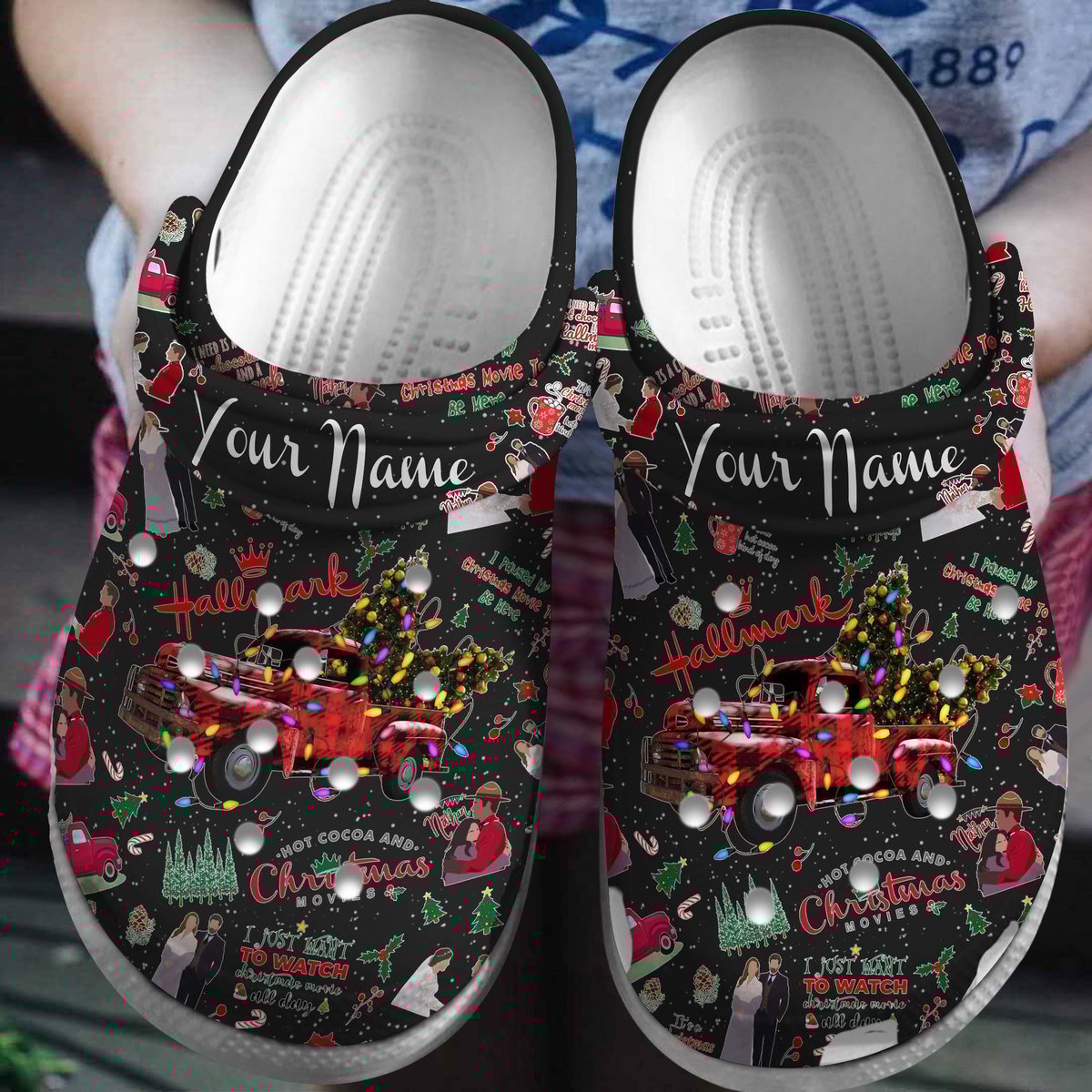 Hallmark Channel Christmas Movie Crocs Crocband Clogs Shoes Comfortable For Men Women and Kids