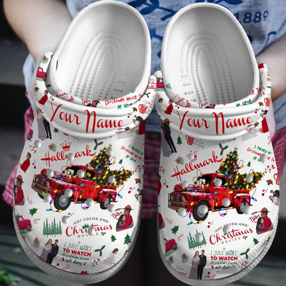 Hallmark Channel Christmas Movie Crocs Crocband Clogs Shoes Comfortable For Men Women and Kids