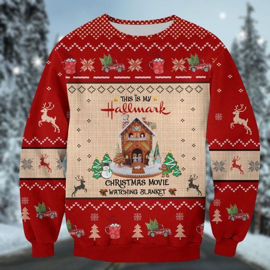 Hallmark Christmas Movie Sweater, This is My Movie Watching Ugly Sweater - Image 5