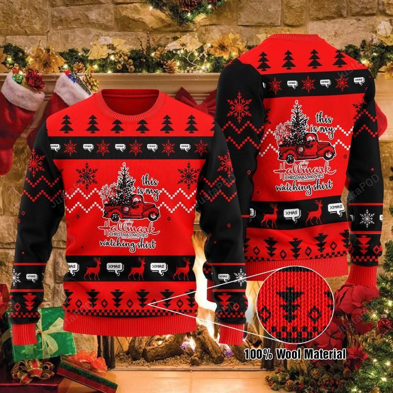 Hallmark Christmas Movie Watching For Unisex Ugly Christmas Sweater Adult 3D Funny Matching for family