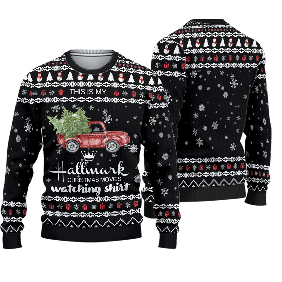 Hallmark Christmas Movies Pattern 3D Christmas Ugly Sweater