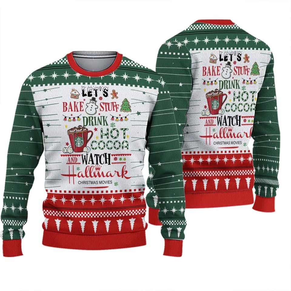 Hallmark Christmas Movies Ugly Sweater, Christmas Coffee Cups Sweater