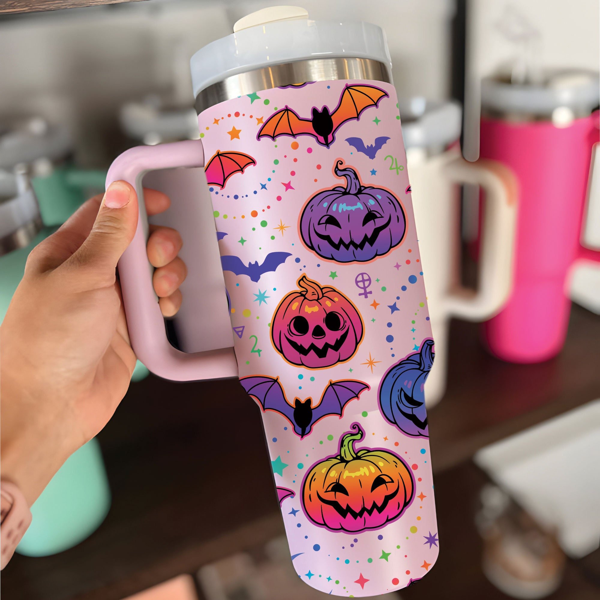 Halloween Bat and Pumpkin Custom Stanley Cup 40 oz 30 oz Tumbler With HandleTVC2301669