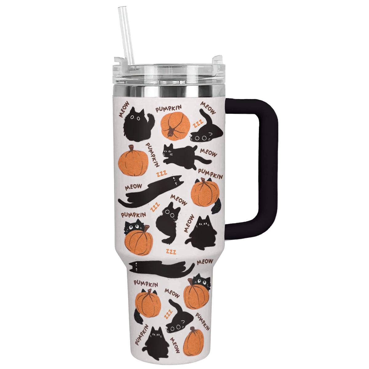 Halloween Black Cats And Pumpkins Custom Stanley Cup 40 oz 30 oz Tumbler With HandleTVC2301585