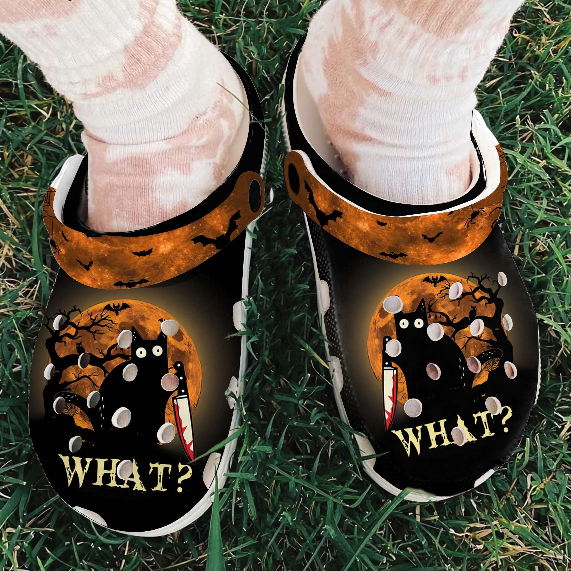 Halloween Black Cats Killer What Crocband Clogs