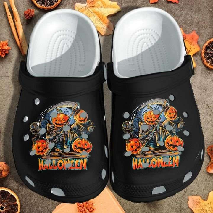 Halloween Black Ghost Pumpkins Crocband Clogs