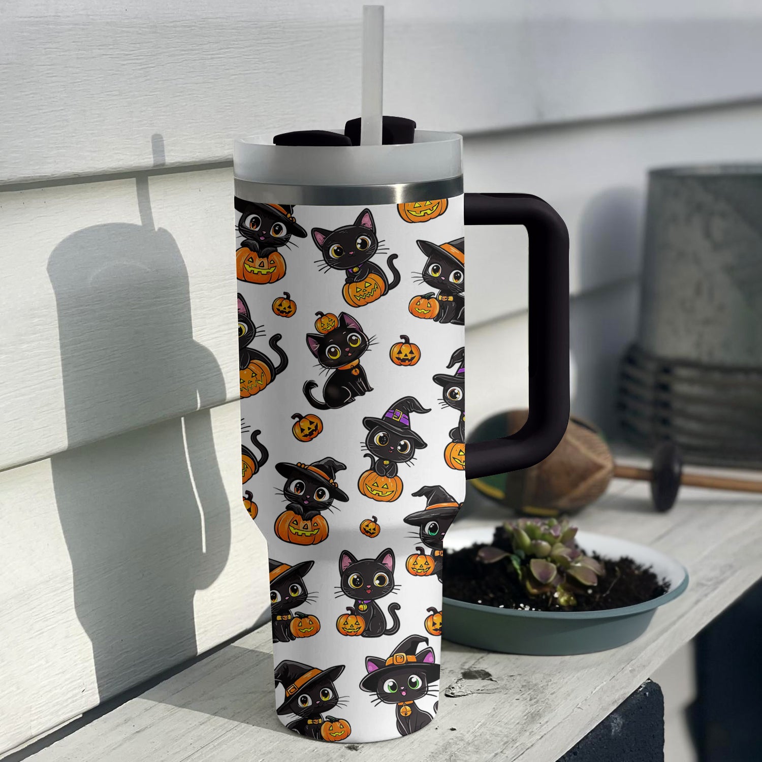 Halloween Black Witch Cat Custom Stanley Cup 40 oz 30 oz Tumbler With HandleTVC2301679 - Image 2
