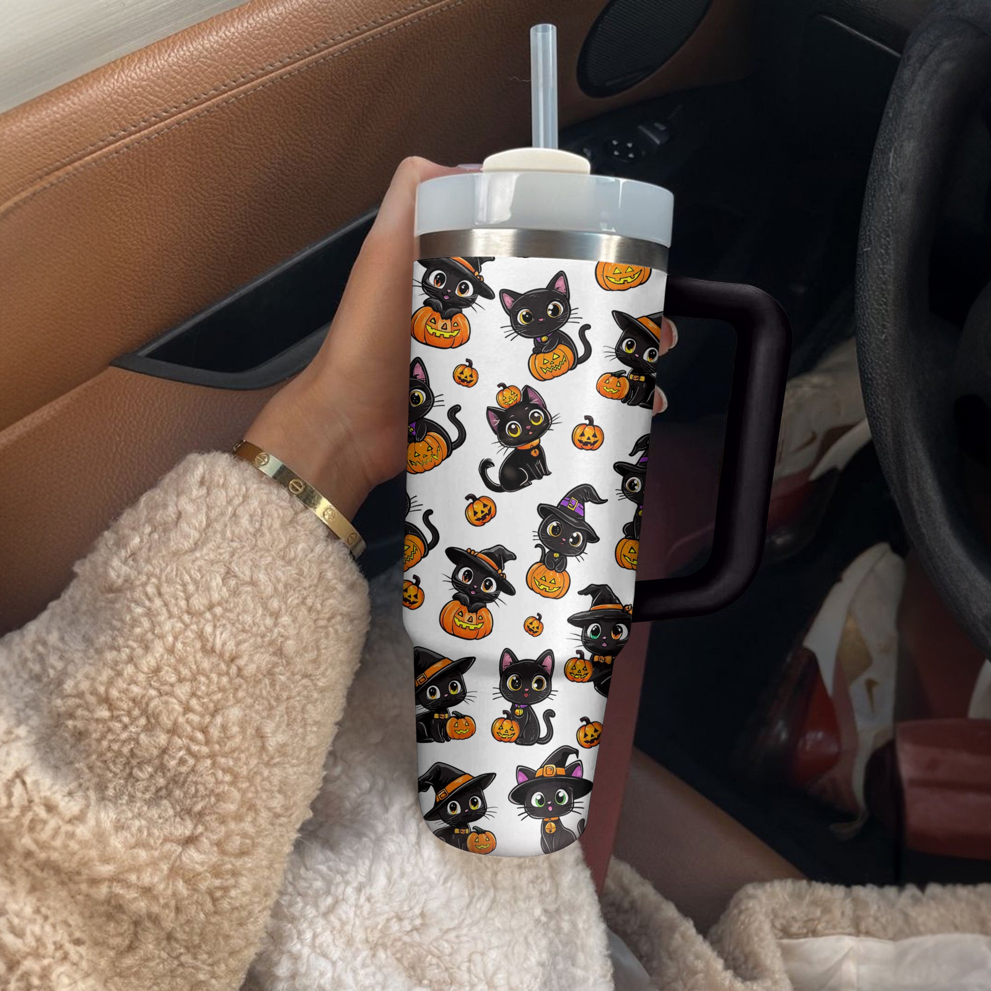 Halloween Black Witch Cat Custom Stanley Cup 40 oz 30 oz Tumbler With HandleTVC2301679 - Image 3