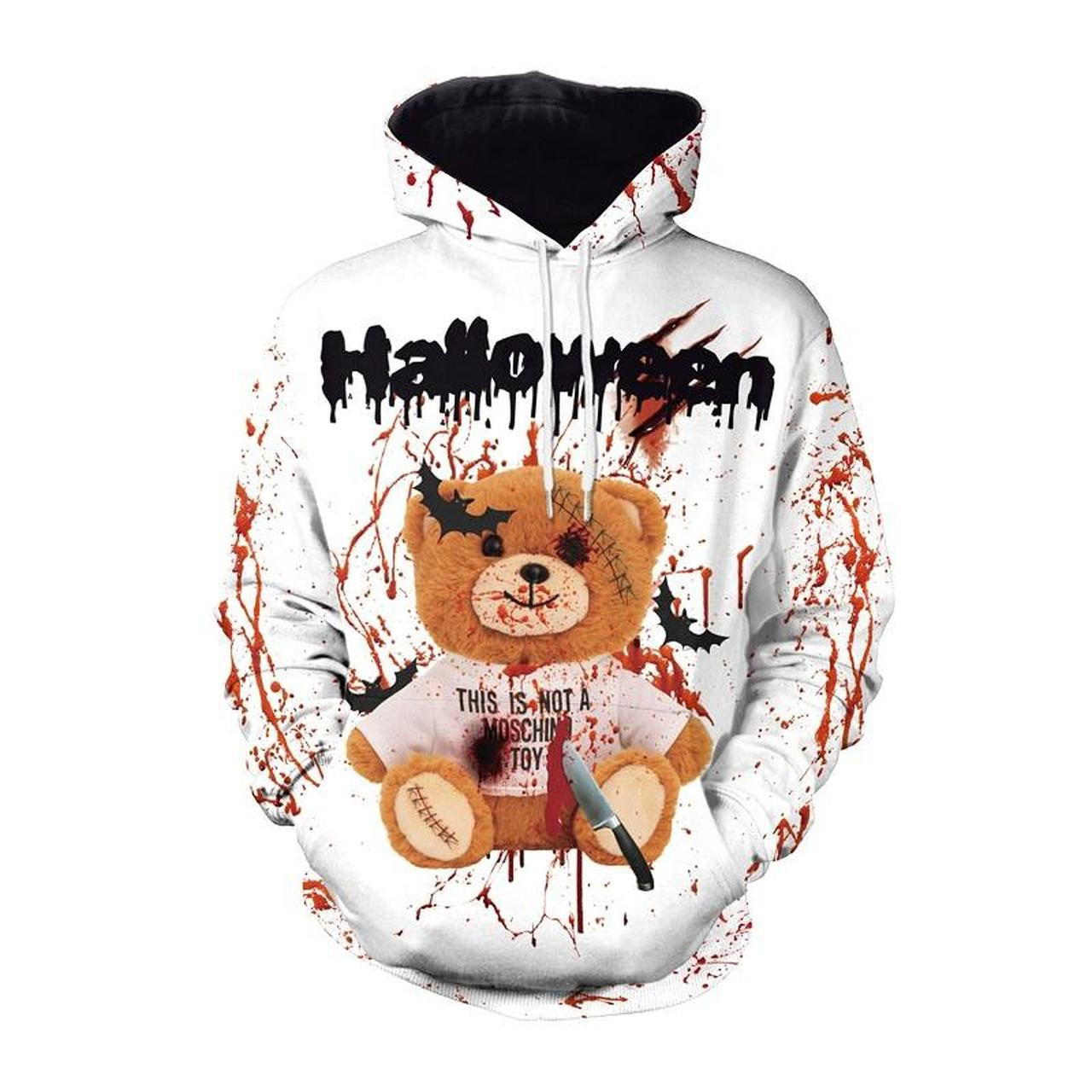 Halloween Bloody Bear 3D All Over Print Hoodie, Zip Hoodie