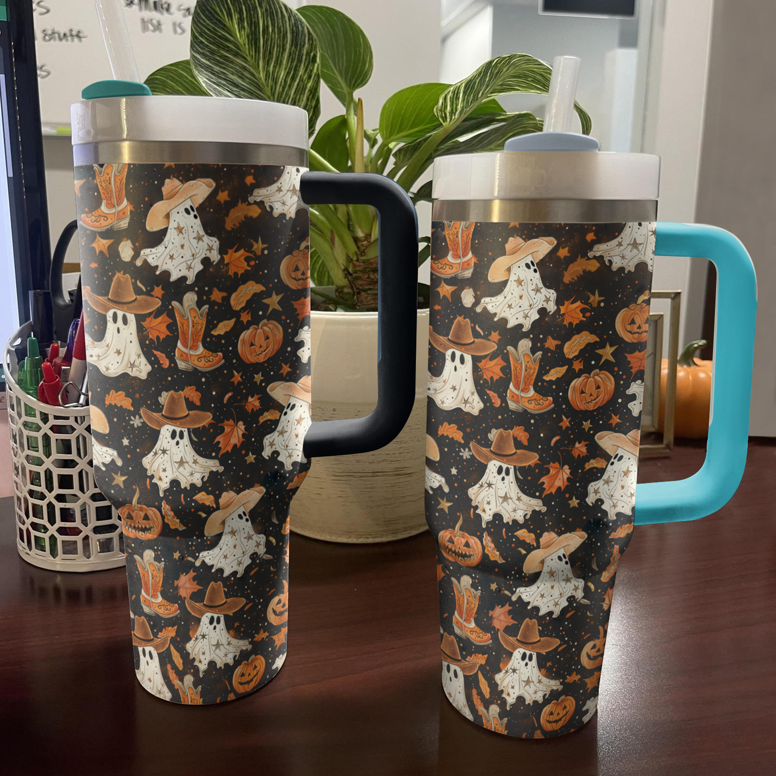 Halloween Brown Ghostly Cowboy Custom Stanley Cup 40 oz 30 oz Tumbler With HandleTVC2301674 - Image 4