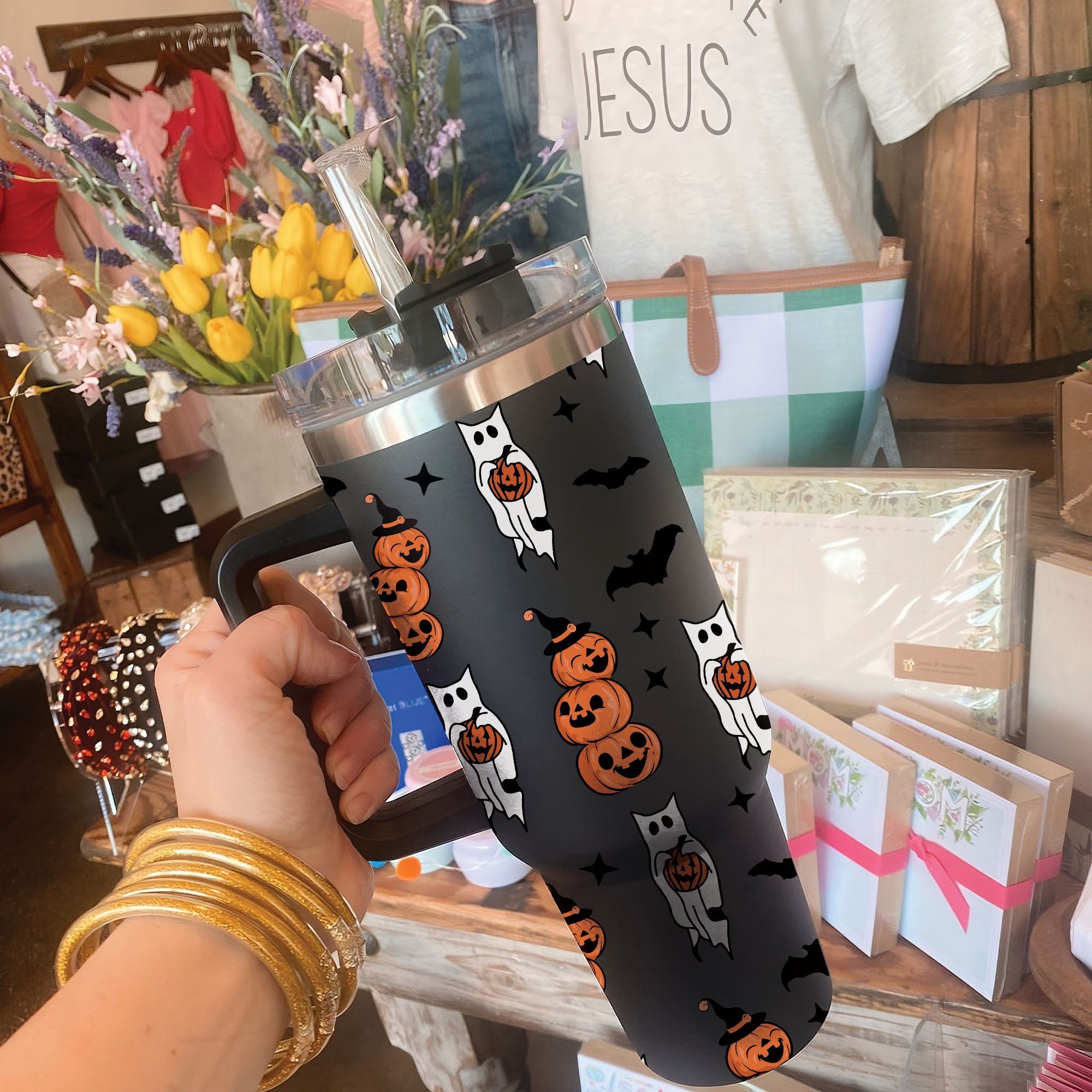 Halloween Cat With Pumpkin Custom Stanley Cup 40 oz 30 oz Tumbler With HandleTVC2301669