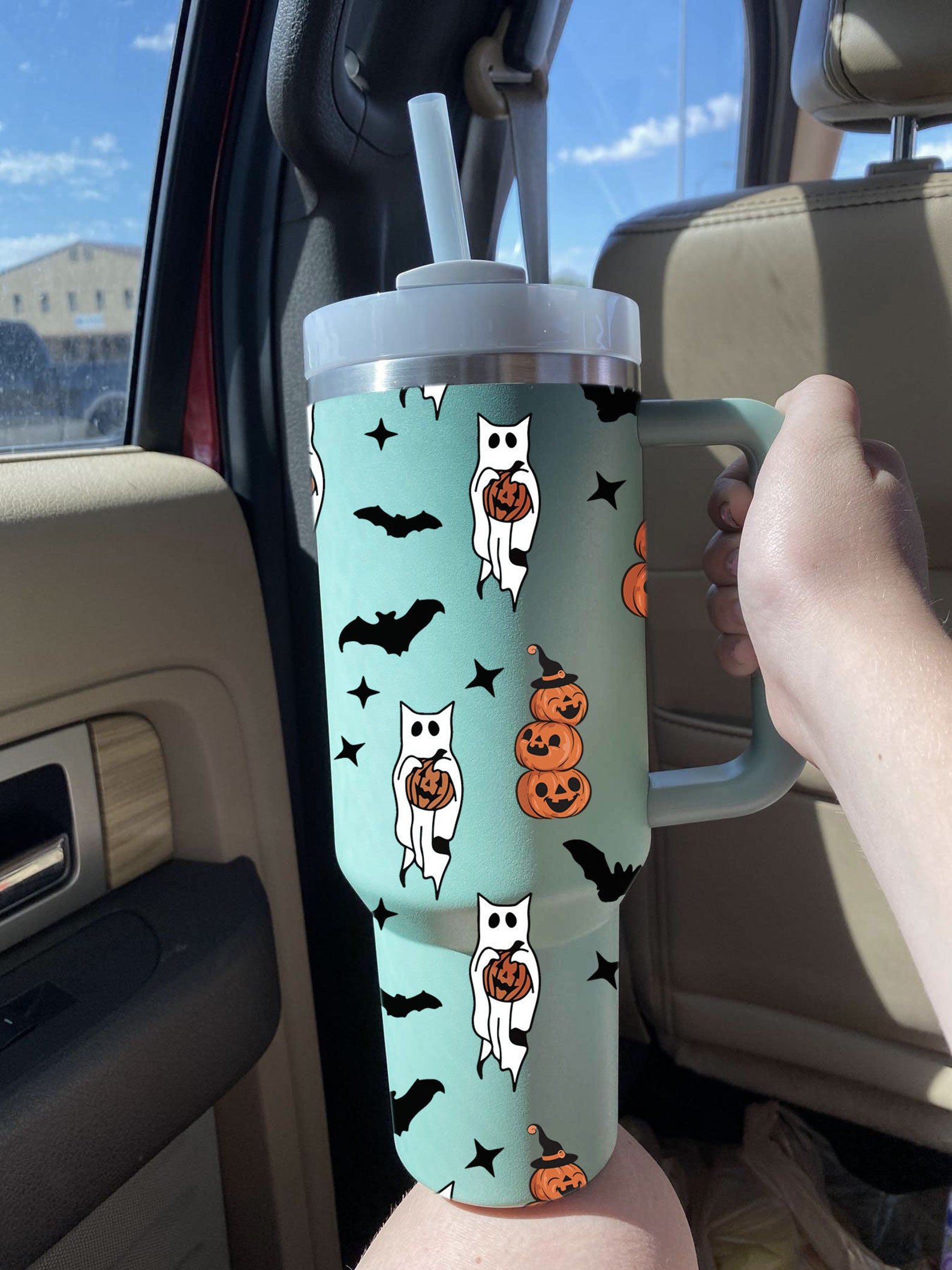 Halloween Cat With Pumpkin Custom Stanley Cup 40 oz 30 oz Tumbler With HandleTVC2301669