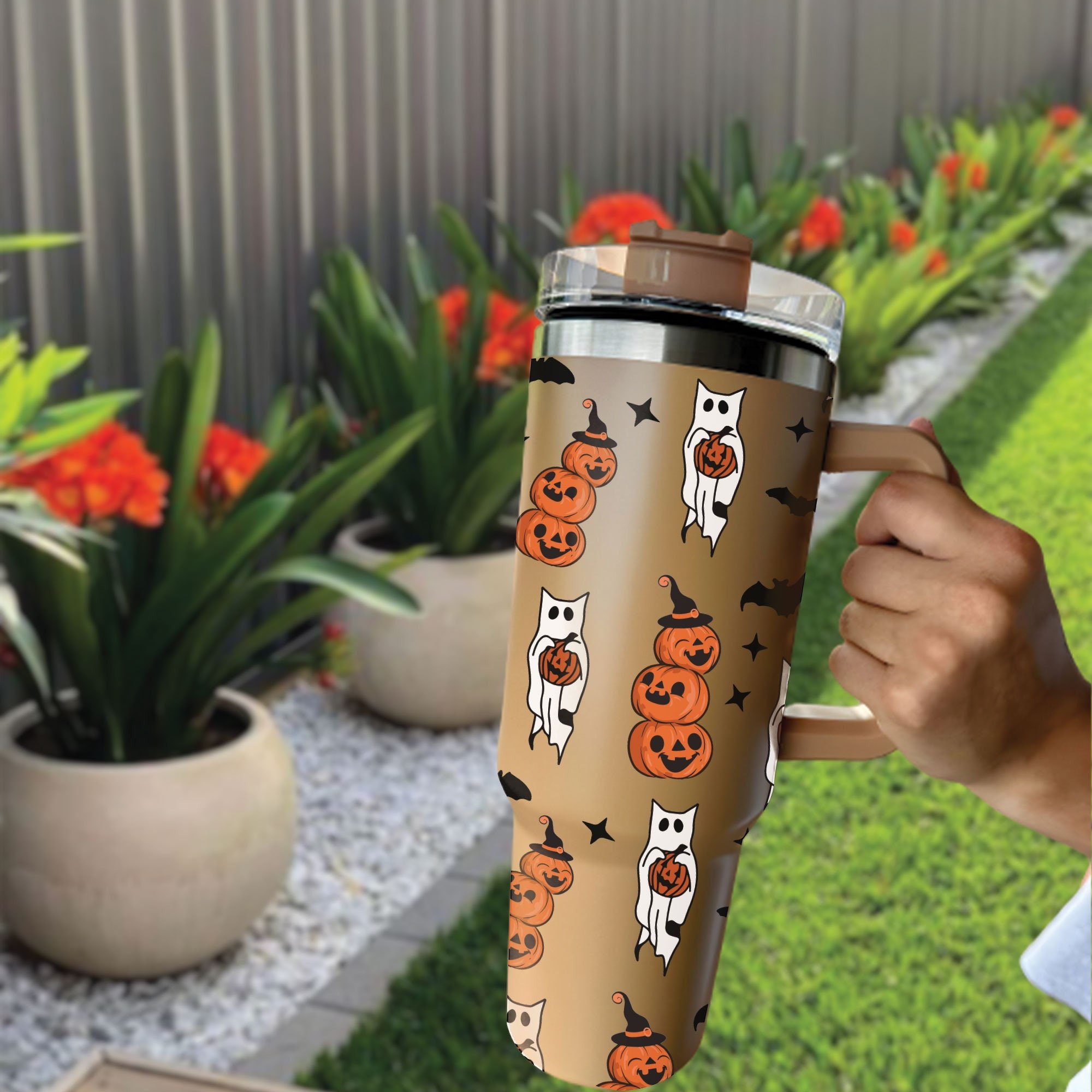 Halloween Cat With Pumpkin Custom Stanley Cup 40 oz 30 oz Tumbler With HandleTVC2301669