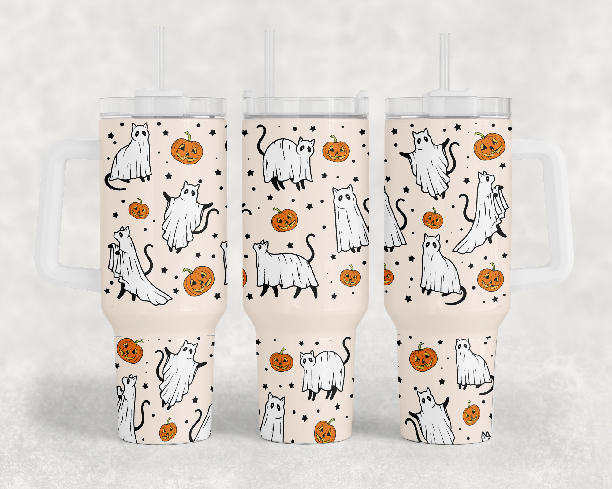 Halloween Cute Ghost Cat Custom Stanley Cup 40 oz 30 oz Tumbler With HandleTVC2301962