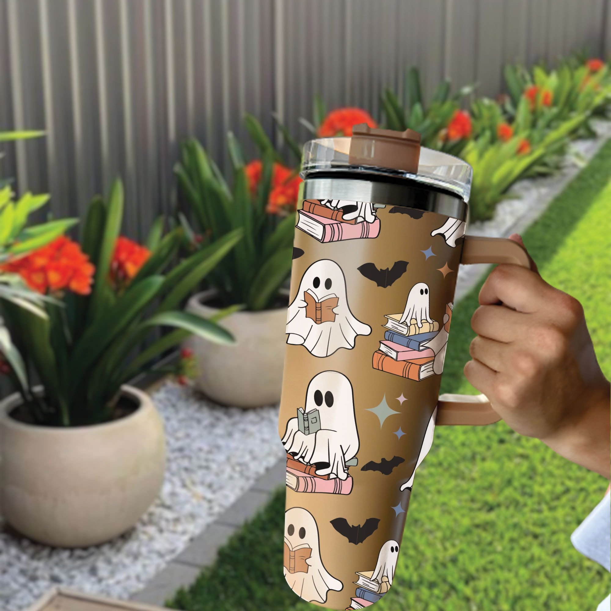 Halloween Cute Ghost Reading Custom Stanley Cup 40 oz 30 oz Tumbler With HandleTVC2301669