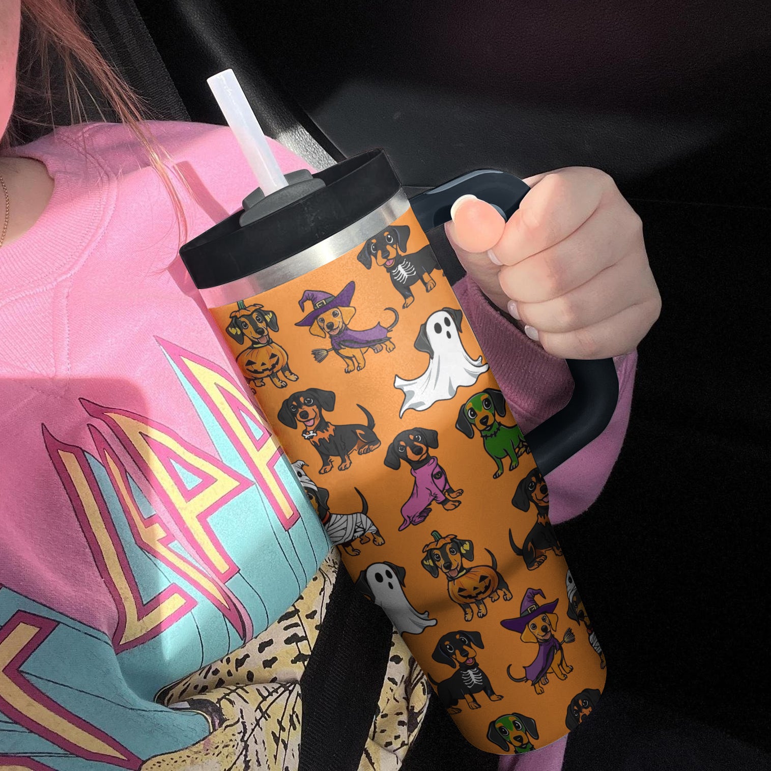 Halloween Dachshund Orange Custom Stanley Cup 40 oz 30 oz Tumbler With HandleTVC2301674 - Image 2