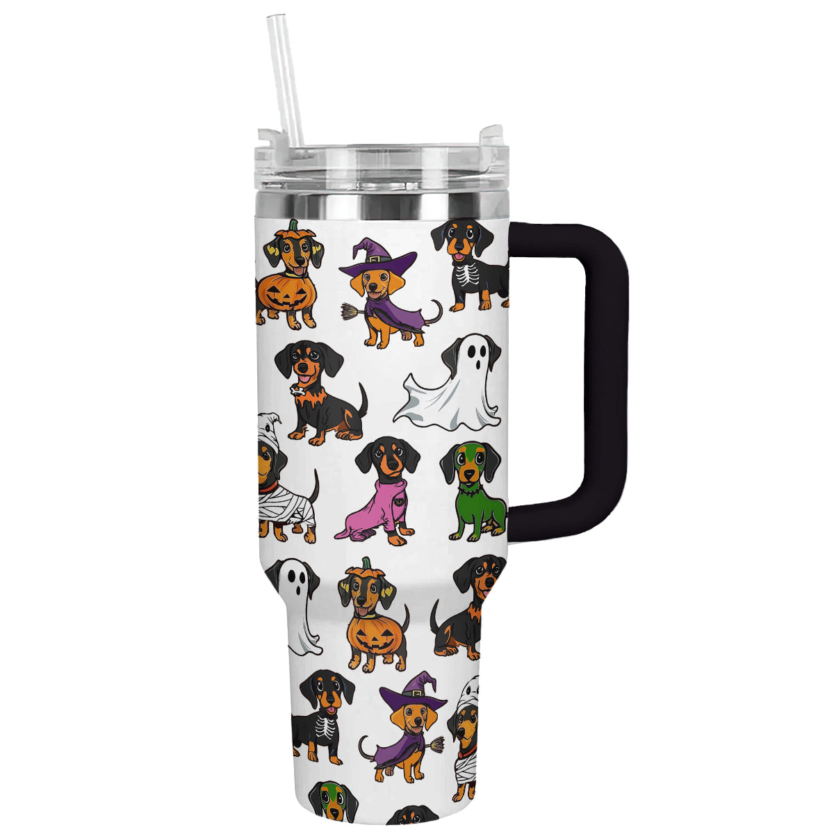 Halloween Dachshund White Custom Stanley Cup 40 oz 30 oz Tumbler With HandleTVC2301674