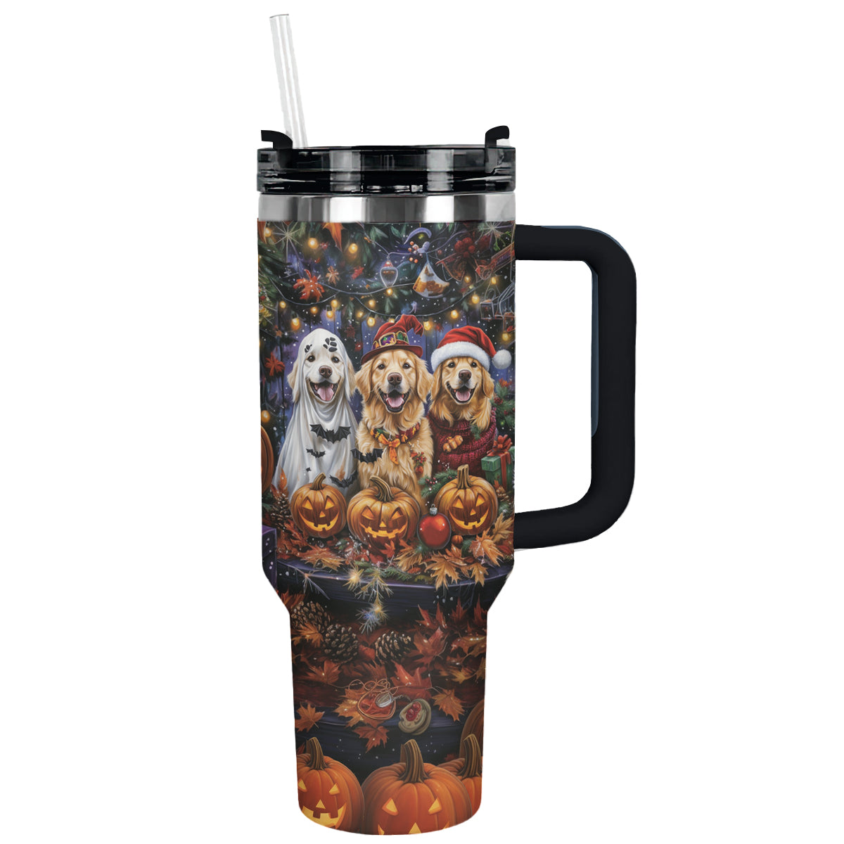 Halloween Festive Golden Retriever Custom Stanley Cup 40 oz 30 oz Tumbler With HandleTVC2301586