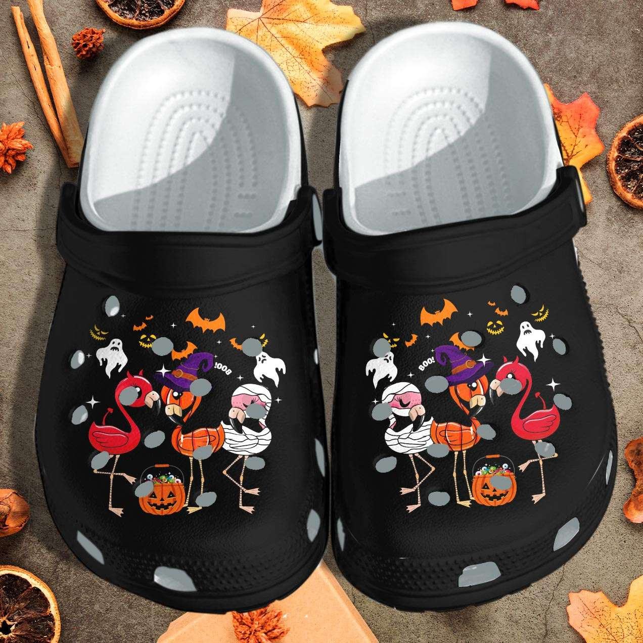Halloween Flamingo Witch Ghost Mummy Crocband Clogs Shoes
