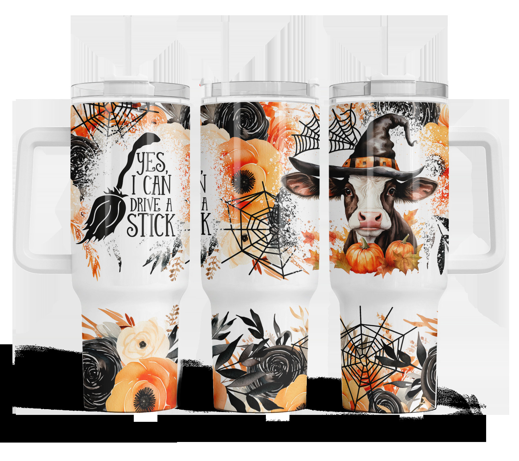 Halloween Floral Cow Witch Vibes Custom Stanley Cup 40 oz 30 oz Tumbler With HandleTVC2301165