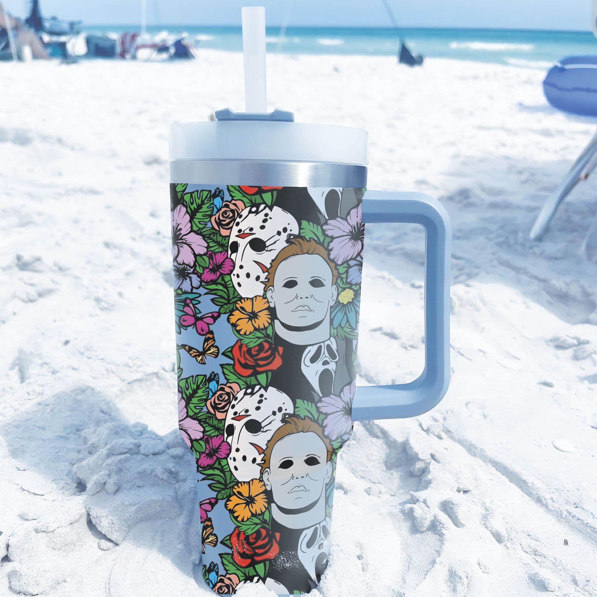 Halloween Floral Horror Custom Stanley Cup 40 oz 30 oz Tumbler With HandleTVC2301668