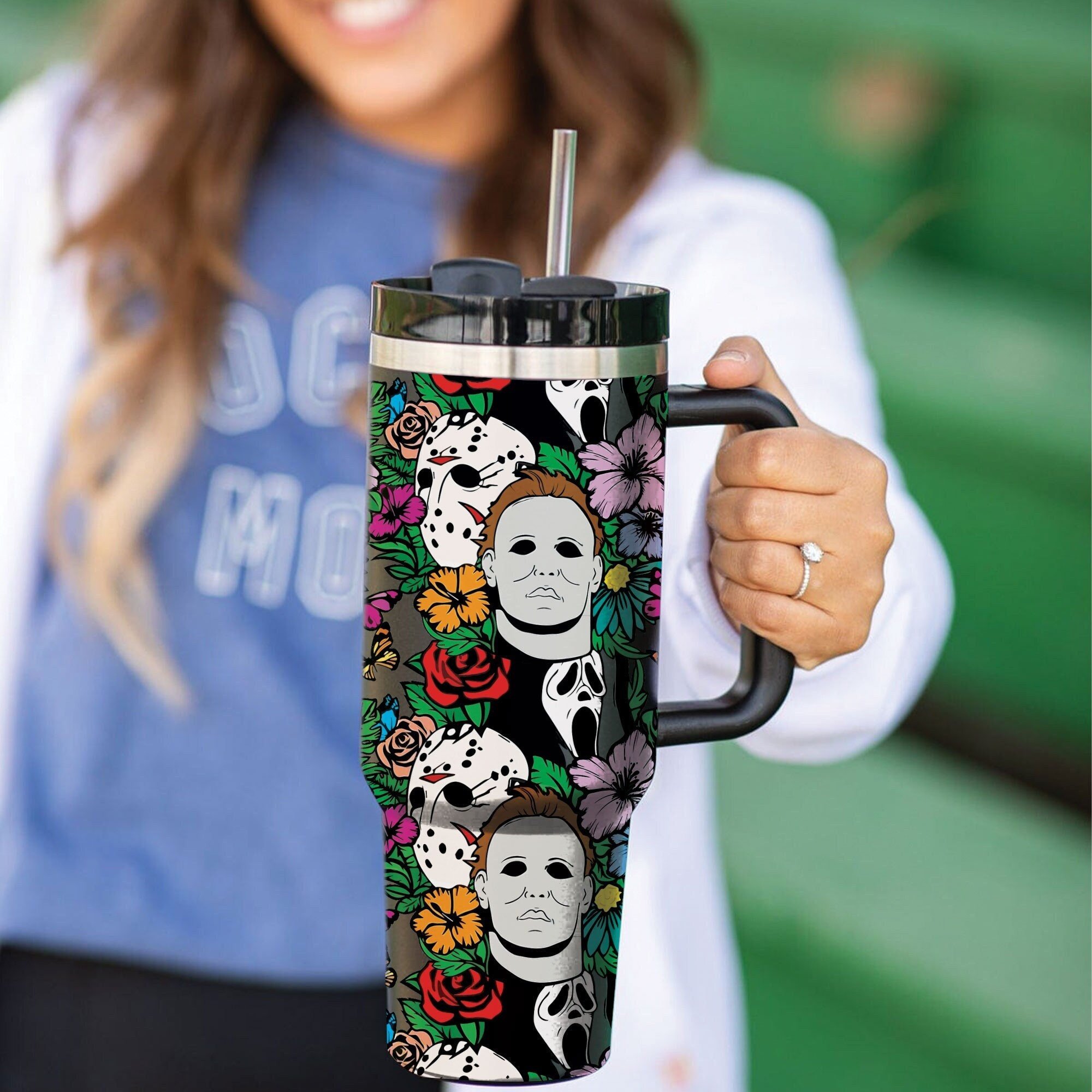 Halloween Floral Horror Custom Stanley Cup 40 oz 30 oz Tumbler With HandleTVC2301668