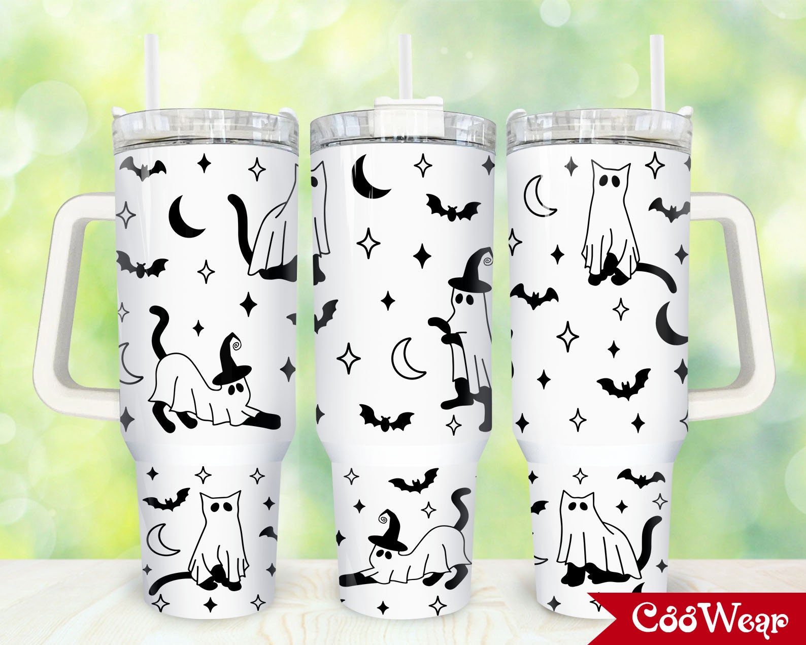 Halloween Ghost Cat Custom Stanley Cup 40 oz 30 oz Tumbler With HandleTVC2301867