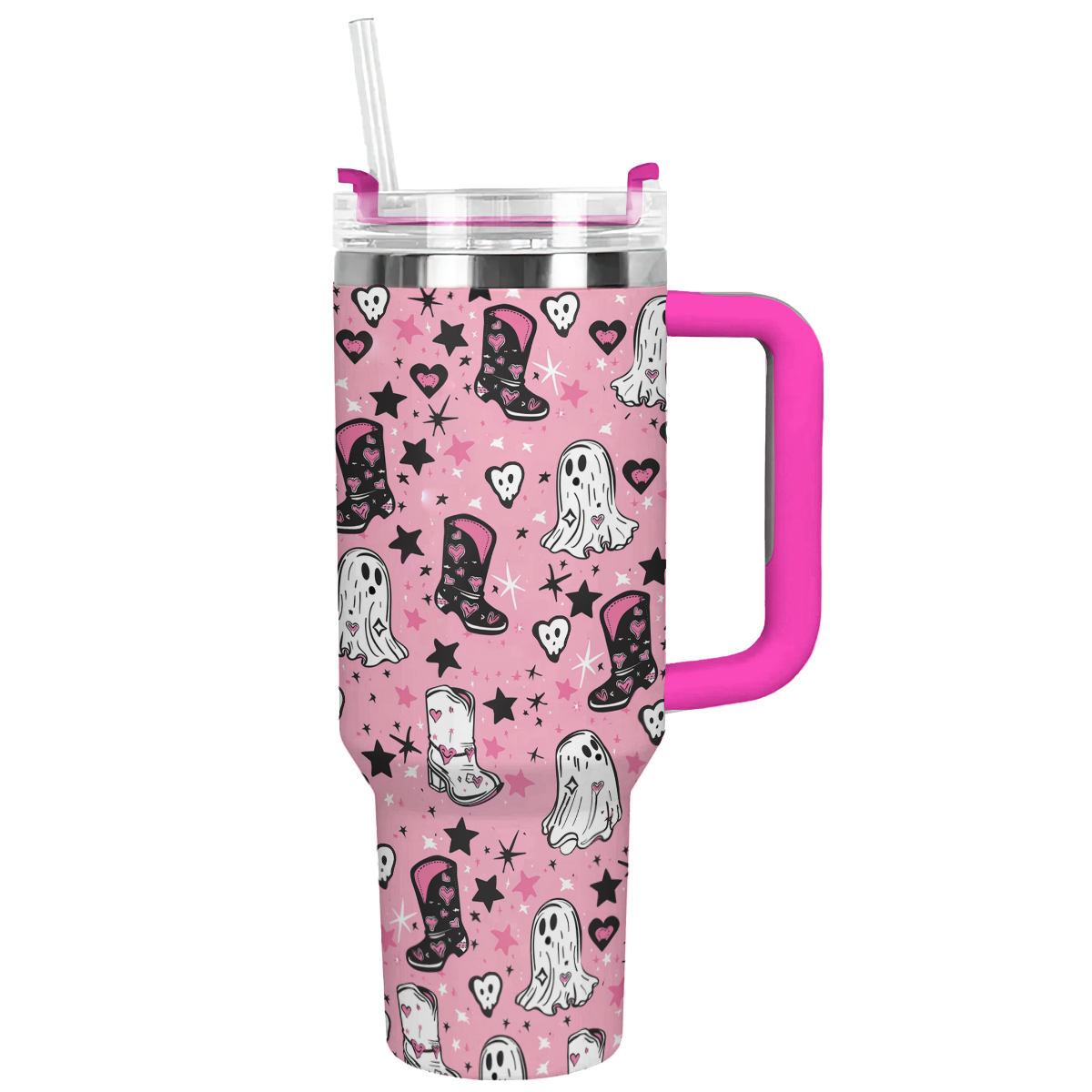 Halloween Ghostly Pink Cowgirl Custom Stanley Cup 40 oz 30 oz Tumbler With HandleTVC2301674